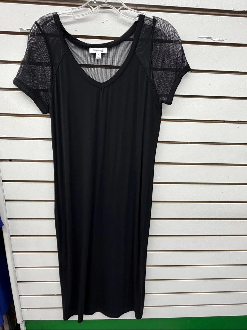 Skinnygirl Black Mesh Sleeve Midi Dress Size Small